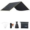 Azarxis Ground Cloth for Tent Tarp Footprint Camping Backpacking Floor Saver Groundsheet Waterproof Sand Free Picnic Hiking with Stakes Rope Carry Bag (Black, M - 5.91x7.22ft) view 1