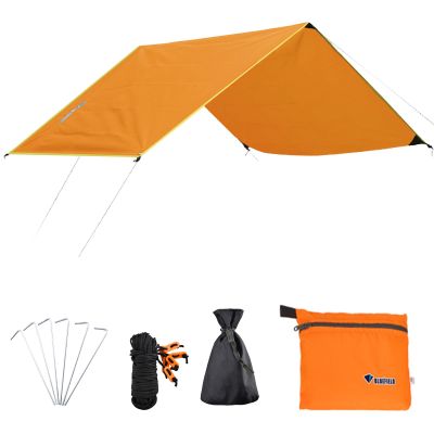 Azarxis Ground Cloth for Tent Tarp Footprint Camping Backpacking Floor Saver Groundsheet Waterproof Sand Free Picnic Hiking with Stakes Rope Carry Bag (Orange, M - 5.91x7.22ft)