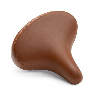 Bikeroo Wide Cruiser Saddle - Comfort Seat Fits Indoor & Outdoor Bicycles - Steel Spring & Elastomer Suspension - Memory Foam - Brown
