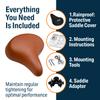 Bikeroo Wide Cruiser Saddle - Comfort Seat Fits Indoor & Outdoor Bicycles - Steel Spring & Elastomer Suspension - Memory Foam - Brown view 4