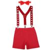 Baby Boy Cake Smash First Birthday Y Back Clip Suspenders Boxer Short Pants Bloomers Bowtie Outfits Photography Props Red & Heart Boxers view 1