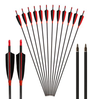 MS JUMPPER Archery Carbon Arrows 400 Spine with 4 Real Feather Fletching 100 Grain Points for Compound Recurve Longbow (12 Pack) (31 Inch Arrows)
