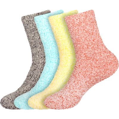 BambooMN Women's Fuzzy Warm Feather Soft Socks - Assortment 4C - 4prs