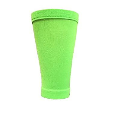 CrossBones Sports Compression Shin Guard Sleeves for Soccer Youth & Adult 2 Pair Pack (Neon Green)