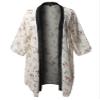 Floral Print 3/4 Sleeve Kimono Style Chiffon Cardigan White SM view 1