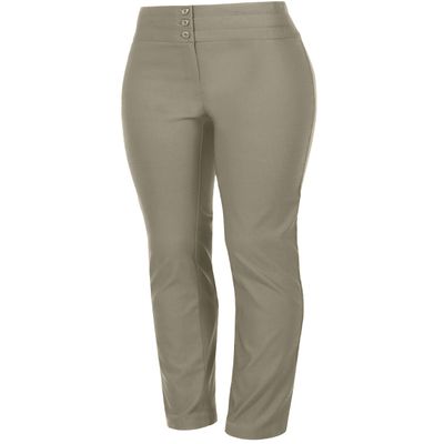 J. LOVNY Women's Simple Stretchy Straight Fitted Button Trousers Pants Plus Size 1XL 2XL 3XL