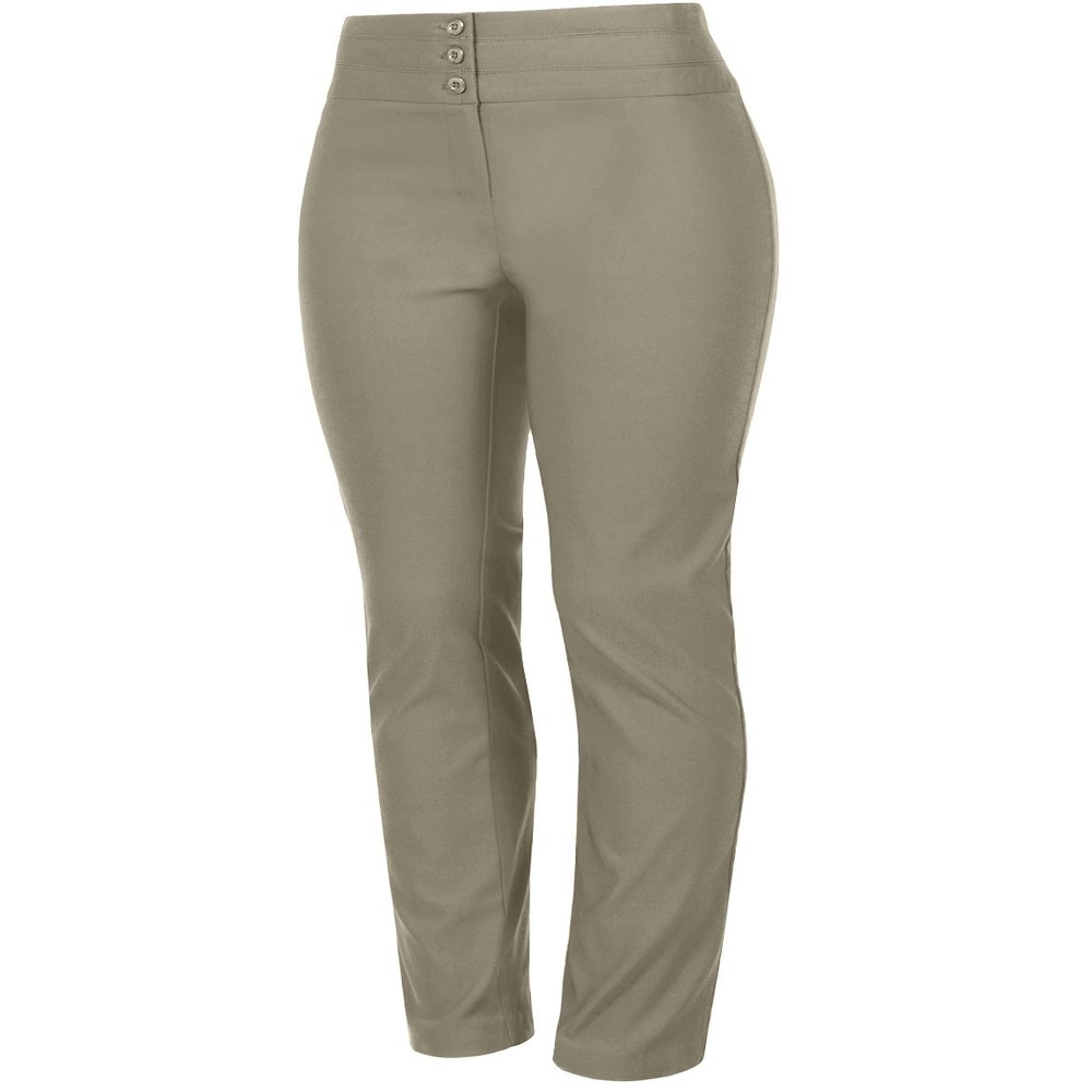 J. LOVNY Women's Simple Stretchy Straight Fitted Button Trousers Pants Plus Size 1XL 2XL 3XL