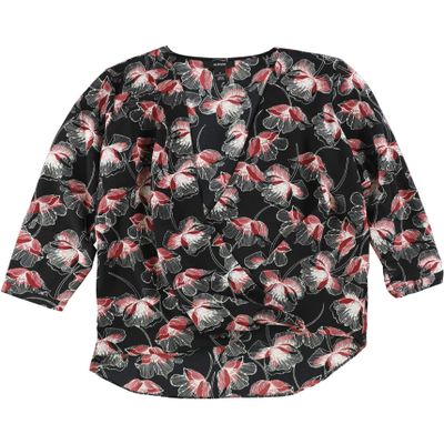 Alfani Womens Printed Knit Blouse, Black, 8