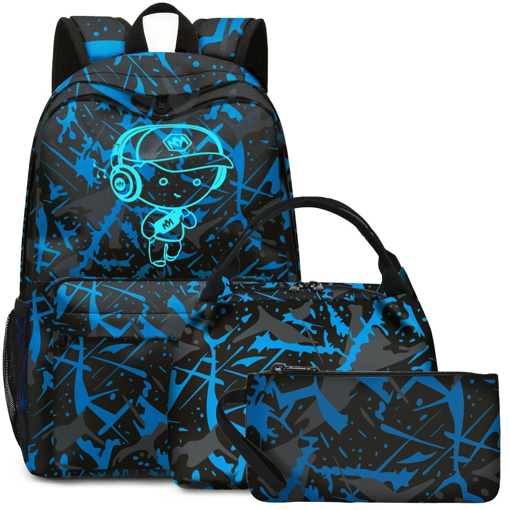 Bluboon School Backpack for Boys Teens Bookbag Travel Daypack Kids Girls Lunch Bag Pencil Case