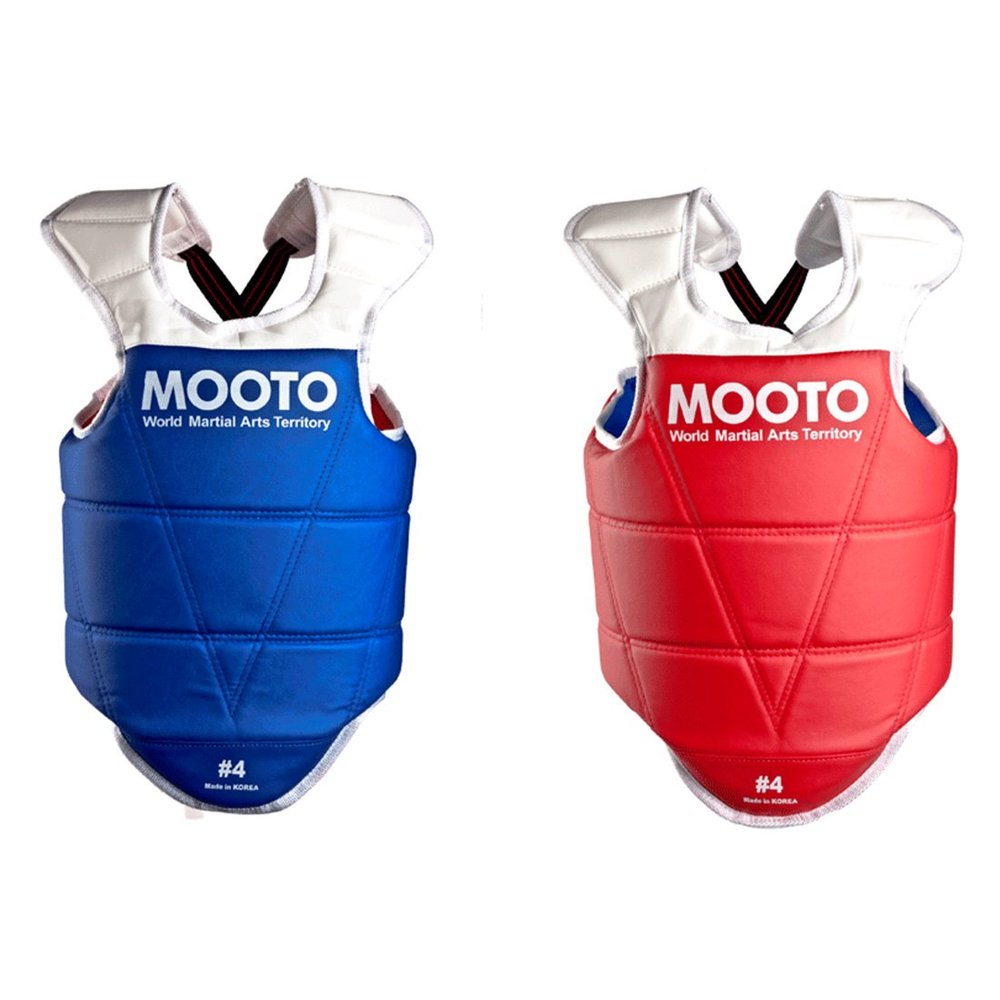 MOOTO Korea Taekwondo Chest Guard Set(Blue One + Red One) Approved Protector Gear MMA TKD (1_XS)