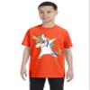 ALLNTRENDS Kids Youth T Shirt Dabbing Unicorn Cute Girly Dancer Tee Rainbow Dab (XL, Orange) view 1