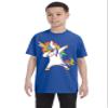 ALLNTRENDS Kids Youth T Shirt Dabbing Unicorn Cute Girly Dancer Tee Rainbow Dab (XL, Royal Blue)
