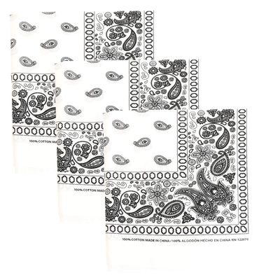 3 PK Cowboy Bandanas 100% Cotton 22 x 22 inch - White