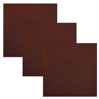 3 PK Cowboy Bandanas 100% Cotton 22 x 22 inch - Plain Brown