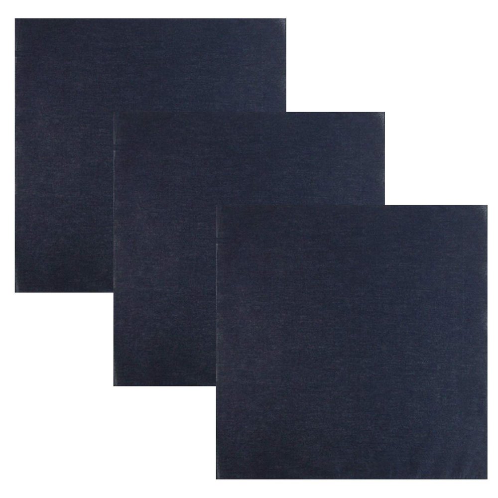3 PK Cowboy Bandanas 100% Cotton 22 x 22 inch - Plain Navy