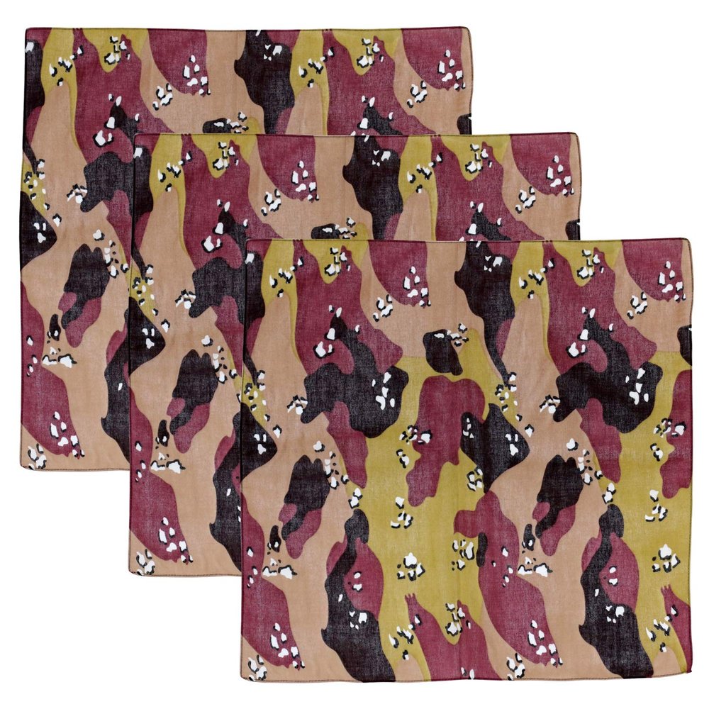 3 PK Cowboy Bandanas 100% Cotton 22 x 22 inch - Desert Army