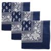 3 PK Cowboy Bandanas 100% Cotton 22 x 22 inch - Navy view 1