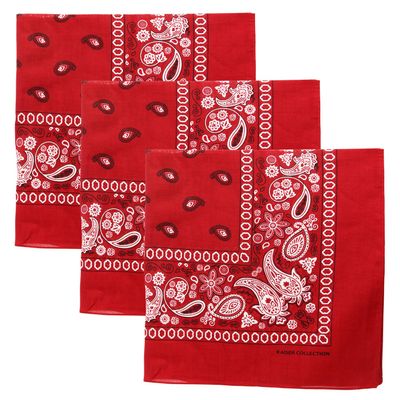 3 PK Cowboy Bandanas 100% Cotton 22 x 22 inch - Burgundy