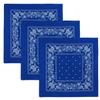 3 PK Cowboy Bandanas 100% Cotton 22 x 22 inch - Royal view 1