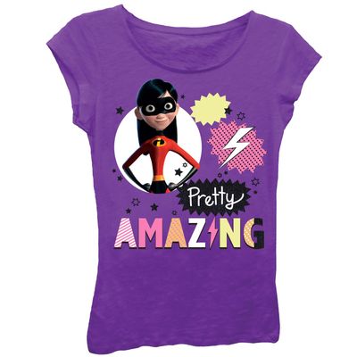 Disney girls The Incredibles 2 Violet Pretty Amazing Short Sleeve T-shirt T Shirt, Purple Rush, 5 6 US
