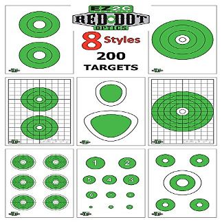200 EZ2C Paper Shooting Targets - Eight Popular Styles Combo Package to Practice on Gun Range, 11 x 17 (Green, Eight Fun Practicing Targets)