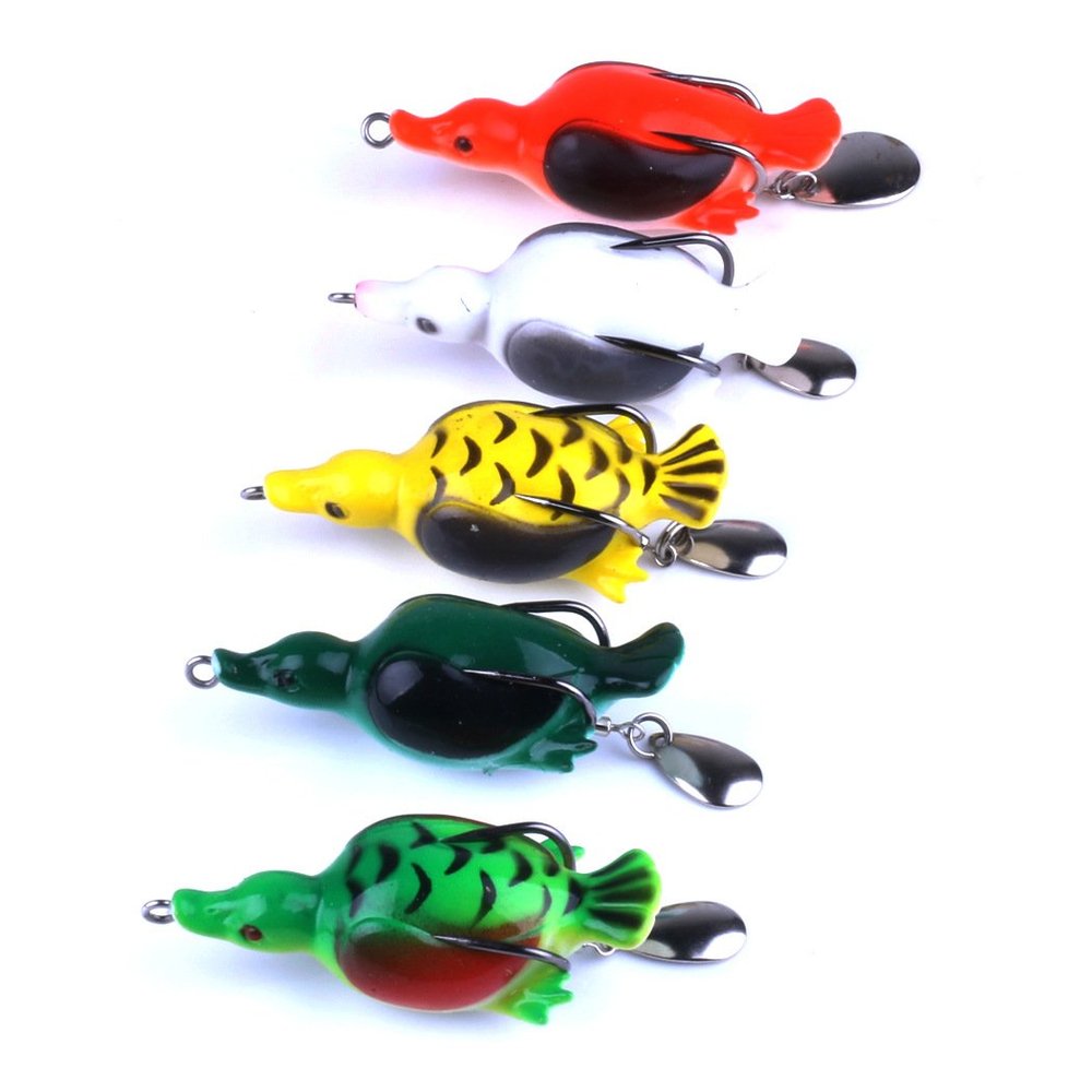 LENPABY 5PCS3D Topwater Lures Duck Fishing Baits with Treble Hooks for Fishing Lure Soft Lures Baits 6.5CM/12.6G