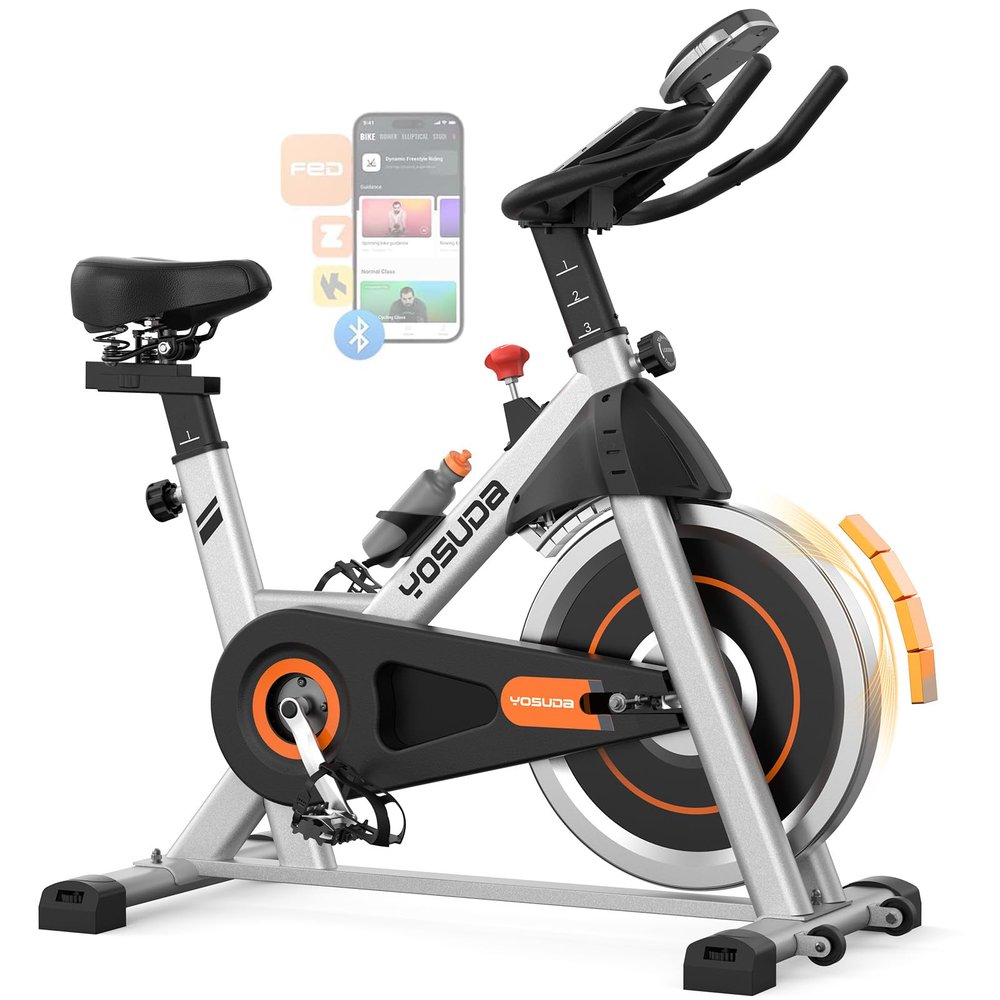 YOSUDA Indoor Cycling Bike Stationary - Cycle Bike with Ipad Mount Comfortable Seat Cushion (Gray)