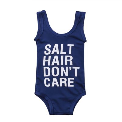 YAZAD Baby Girl Kid Swimsuit Letter Print Sleeveless Swimwear Bikini Bathing Suit One-Piece Beachwear Tankini Outfits (120/5-6T, Royal Blue)