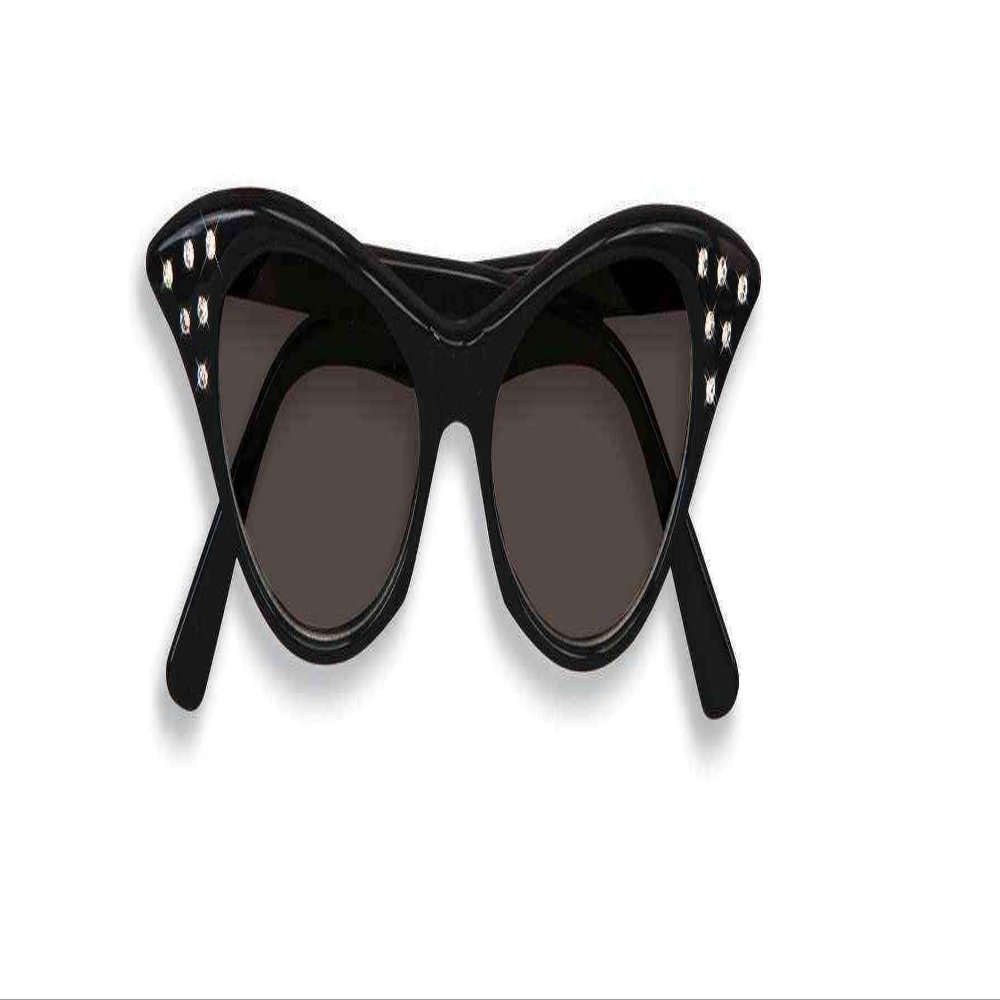 Flirting with The 50's Rhinestone Cat Eye Glasses (Black)