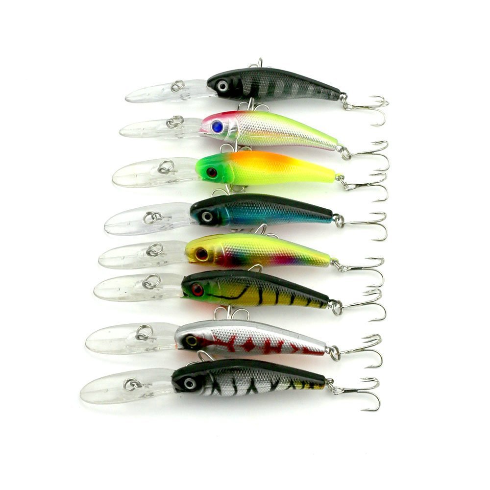 LENPABY 8PCS Fishing Lure Baits/Tackle Crankbaits Hooks Minnow Baits by Klicnow 10CM/ 7.8G