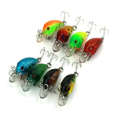 LENPABY 8PCS Fat Free Shad Deep Square Lip/Wiggle Wart 05 Fishing Lure