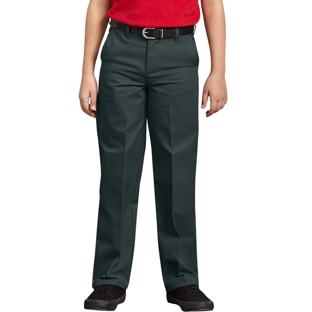 Dickies Kids Boys' Little Flexwaist Flat Front Straight Leg Pant, Hunter Green, 7