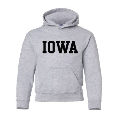 UGP Campus Apparel - YH01 - Iowa Hawkeyes Basic Block Youth Hoodie - Medium - Sport Grey