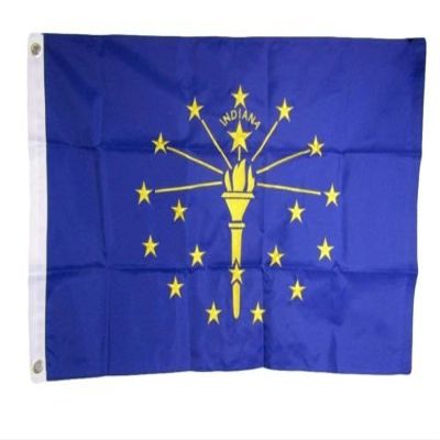 Moon 2x3 Embroidered State of Indiana IN 210D Sewn Nylon Flag 2x3 - Vivid Color and UV Fade Resistant - Prime Outside Garden Home Decor