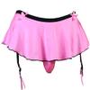 aishani Men's Pouch Panties Skirted Garter Thong Bikini Briefs Underpants,S Rose Pink view 1