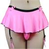 aishani Men's Pouch Panties Skirted Garter Thong Bikini Briefs Underpants,S Rose Pink view 2