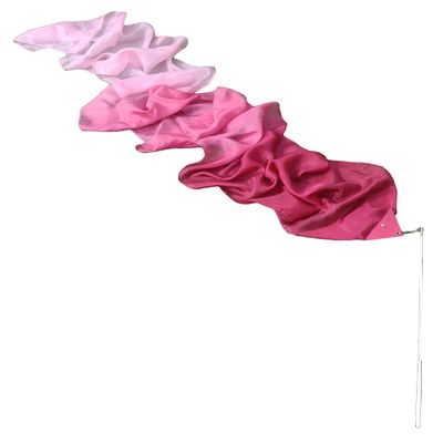 Winged Sirenny 98" Hand Painted Flowy Silk Ribbon Streamer with Rods, Church Liturgical Praise, Worship Adoration Dance Ribbon Banner (Burgundy Fading)