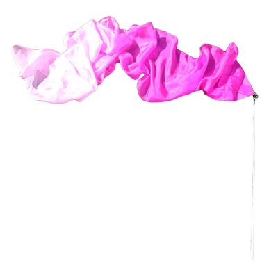 Winged Sirenny 98" Hand Painted Flowy Silk Ribbon Streamer with Rods, Church Liturgical Praise, Worship Adoration Dance Ribbon Banner (Pink Fading)