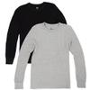Fruit of the Loom Men's Classic Midweight Waffle Thermal Underwear Crew Top (1 & 2 Packs), Light Grey Heather/Black Soot (2 Pack), 5X-Large view 1
