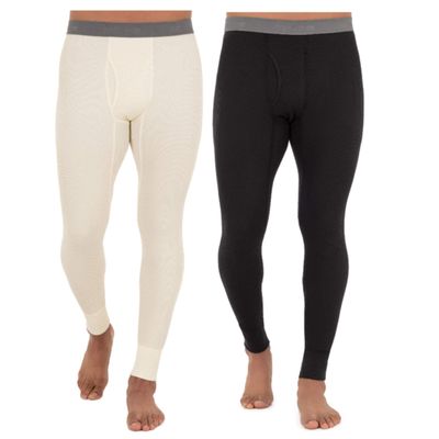 Fruit of the Loom Men's Classic Midweight Waffle Thermal Underwear Bottoms (2-Pack), Black Soot/Natural, Large
