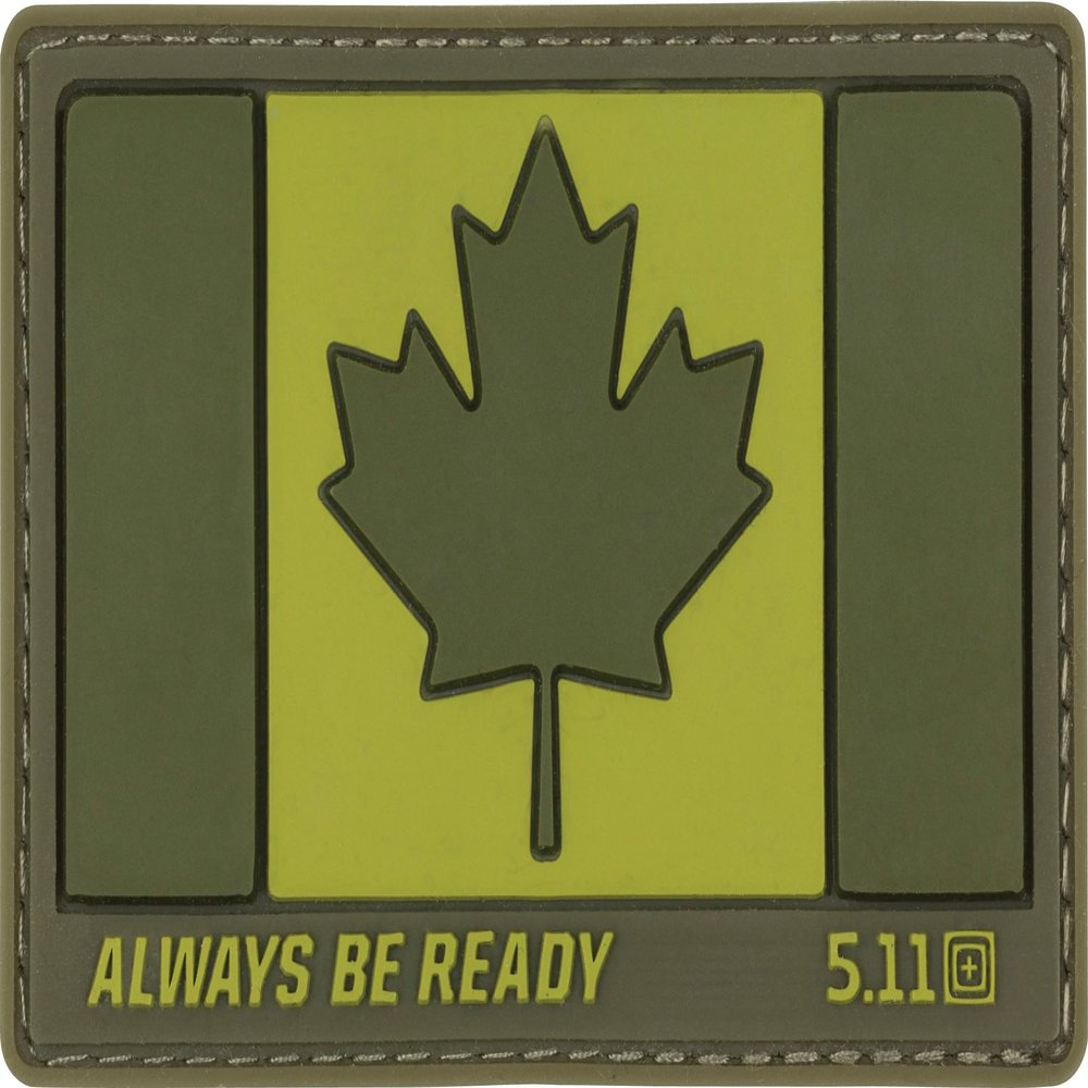 5.11 Tactical Patch - Canada Flag Patch, Hook-Back Adhesion, Laser-Cut to Size, Sage Green, Style 81209