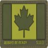 5.11 Tactical Patch - Canada Flag Patch, Hook-Back Adhesion, Laser-Cut to Size, Sage Green, Style 81209 view 1