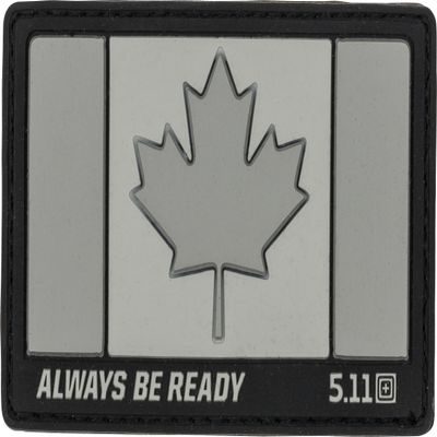 5.11 Tactical Patch - Canada Flag Patch, Hook-Back Adhesion, Laser-Cut to Size, Charcoal, Style 81209