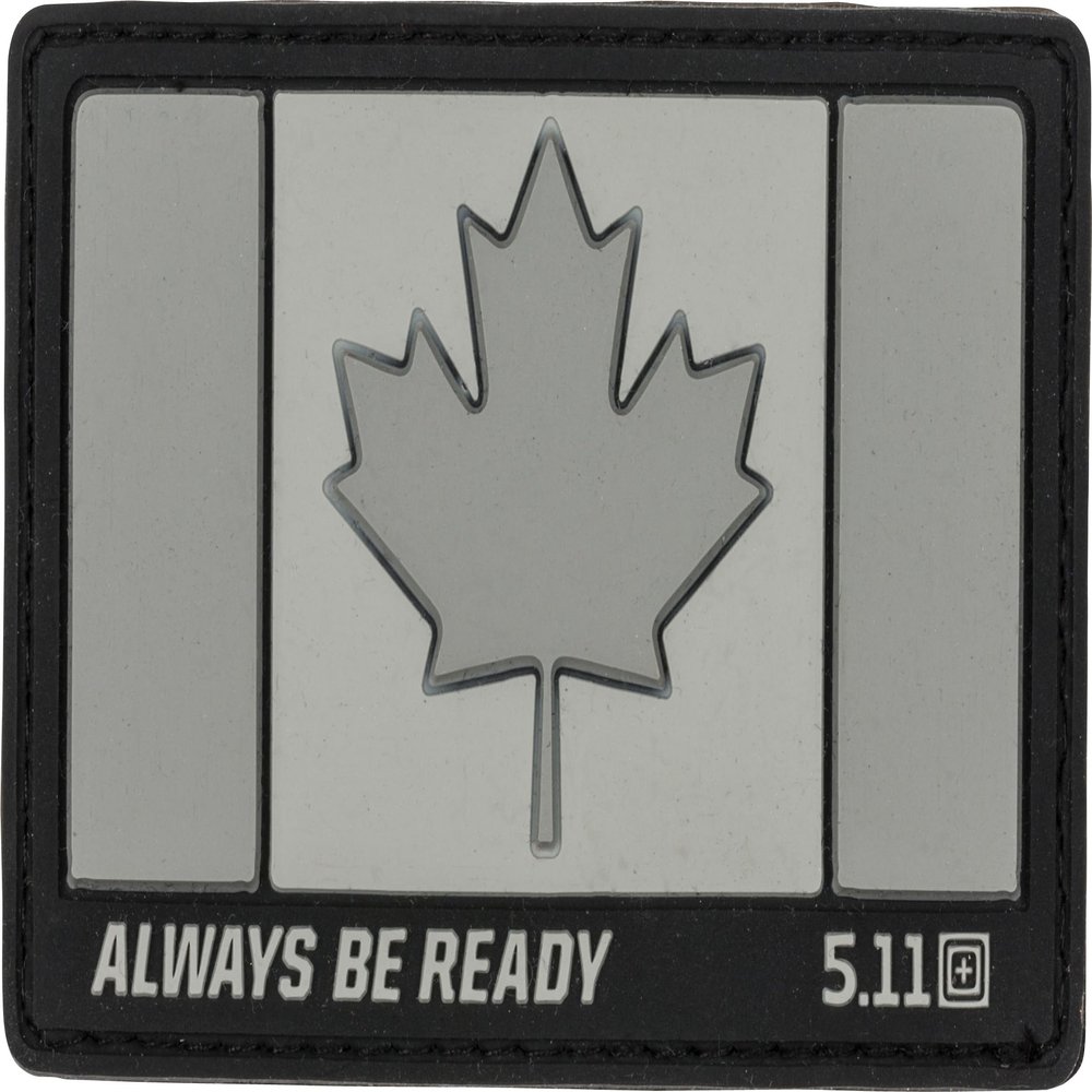 5.11 Tactical Patch - Canada Flag Patch, Hook-Back Adhesion, Laser-Cut to Size, Charcoal, Style 81209