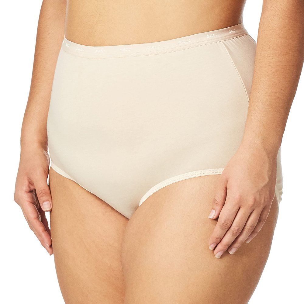 Bali Women's Full-Cut-Fit Stretch Cotton Brief Panty 2324, Soft Taupe, 7