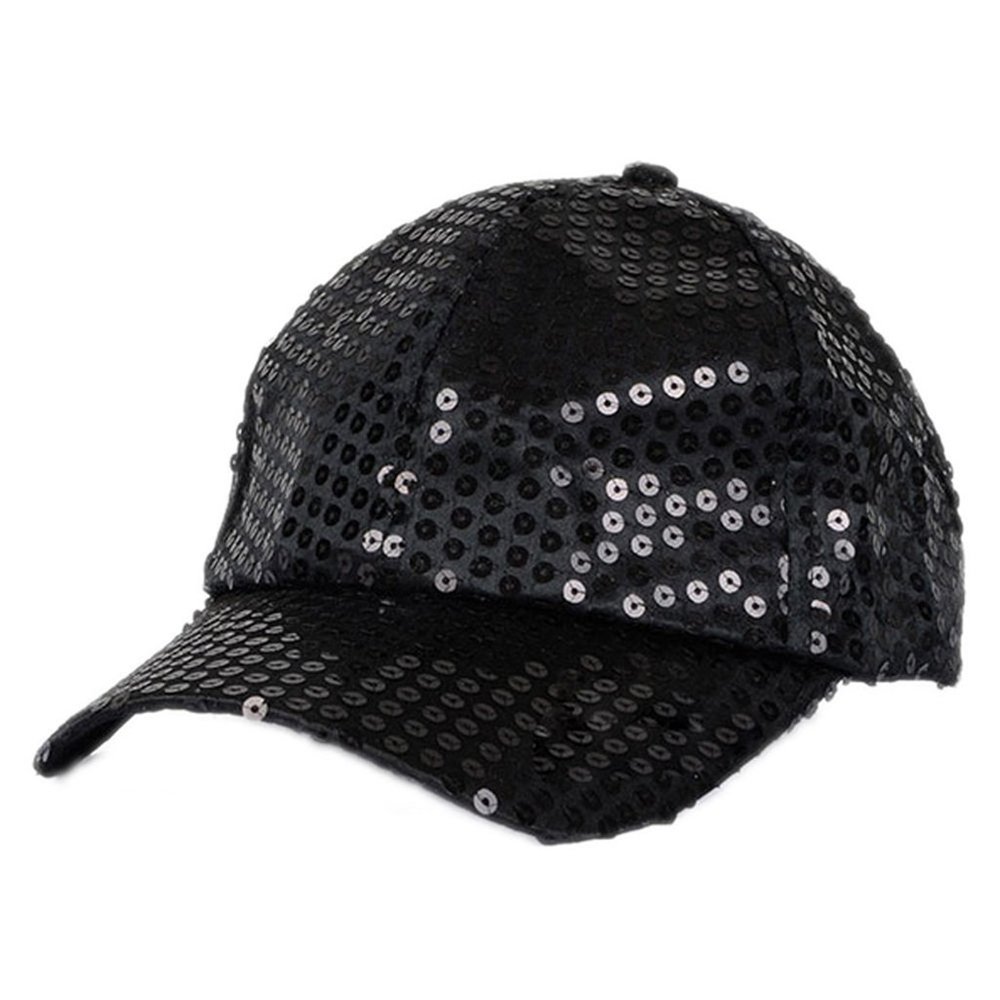 Bluelans Glitter Sequins Baseball Caps Snapback Hats Adjustable Fancy Dress Party Dance Hats for Unisex Mens Womens (Black)