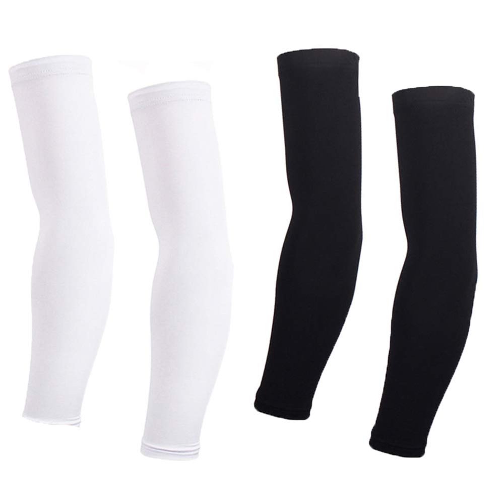 Arm Sleeves For Women Men (2 pair) Cycling Armwarmers Summer UV Sun Protection Black + White XXL