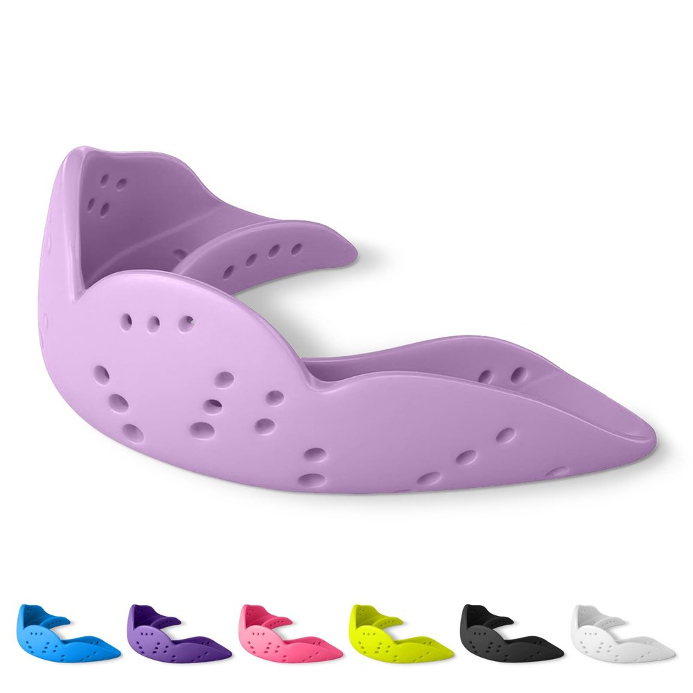 SISU Aero Medium Mouthguard, Lucky Lavender - 30% Stronger Protection for Lacrosse, Football, Hockey, Roller Derby, Team Sports - Remoldable Up to 20 Times - Ultra Slim - Works for Braces - Non Toxic