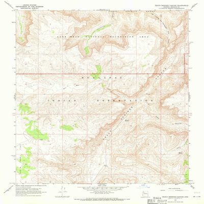 YellowMaps Peach Springs Canyon AZ topo map, 1:24000 Scale, 7.5 X 7.5 Minute, Historical, 1967, Updated 1970, 26.9 x 22 in - Tyvek