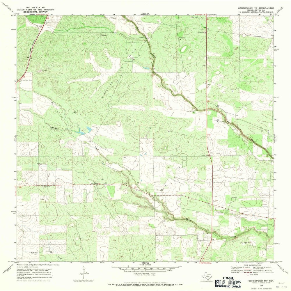 YellowMaps Concepcion NW TX topo map, 1:24000 Scale, 7.5 X 7.5 Minute, Historical, 1968, Updated 1971, 26.9 x 23 in - Tyvek